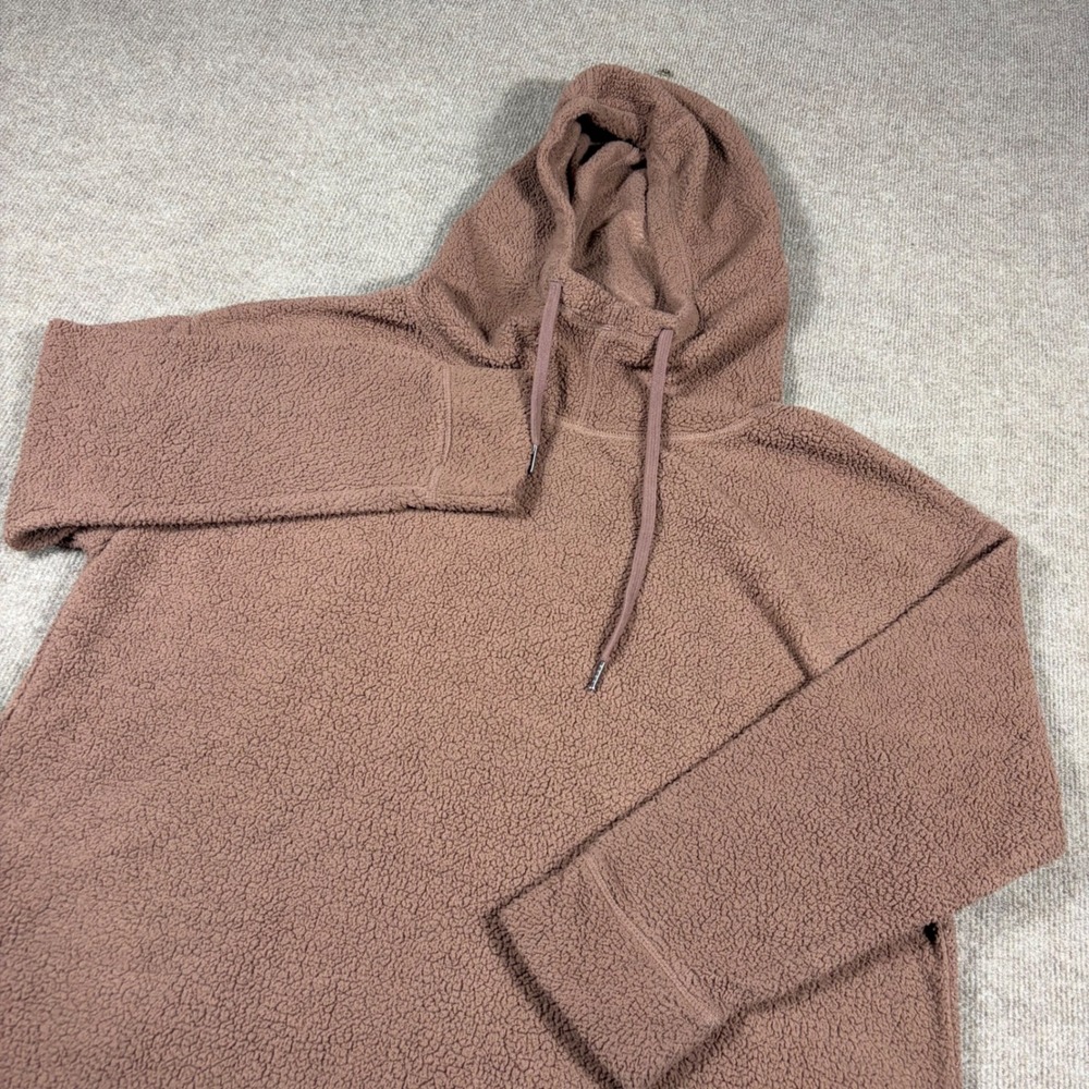 32 Degrees Heat Womens XL Sherpa Fleece Hoodie Brown Pullover Sweatshirt